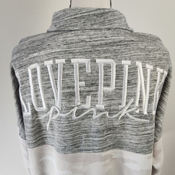 Victoria Secret VS‎ PINK Women Small Gray Camo Spirit Jersey Pullover Jacket - Picture 6 of 16
